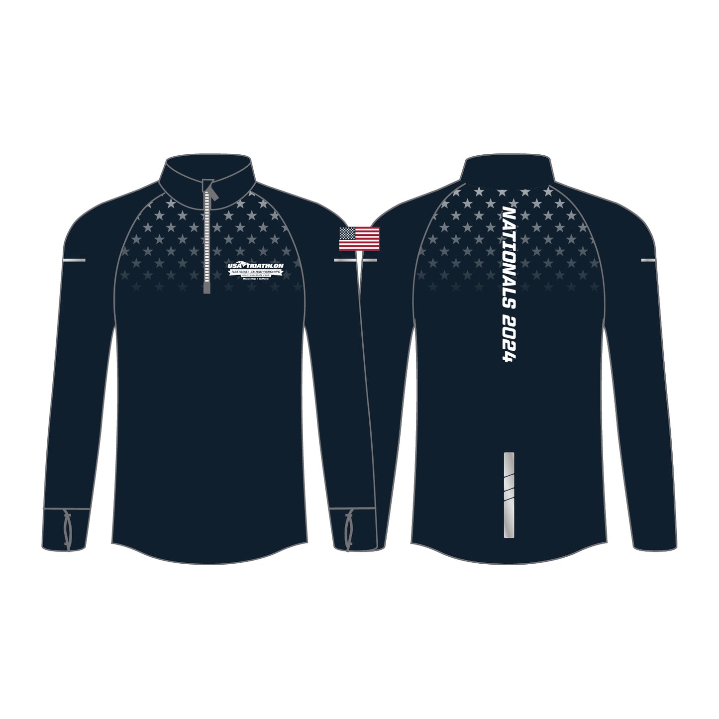 Men's Performance Quarter Zip - Navy w/Stars