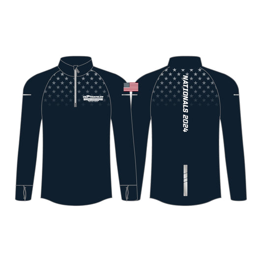 Women's Performance Quarter Zip - Navy w/Stars